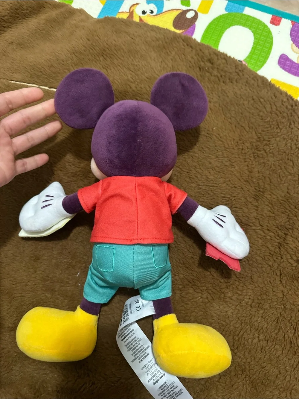 Disney Purple Mickey Mouse Plush with Red Shirt and Yellow Shoes